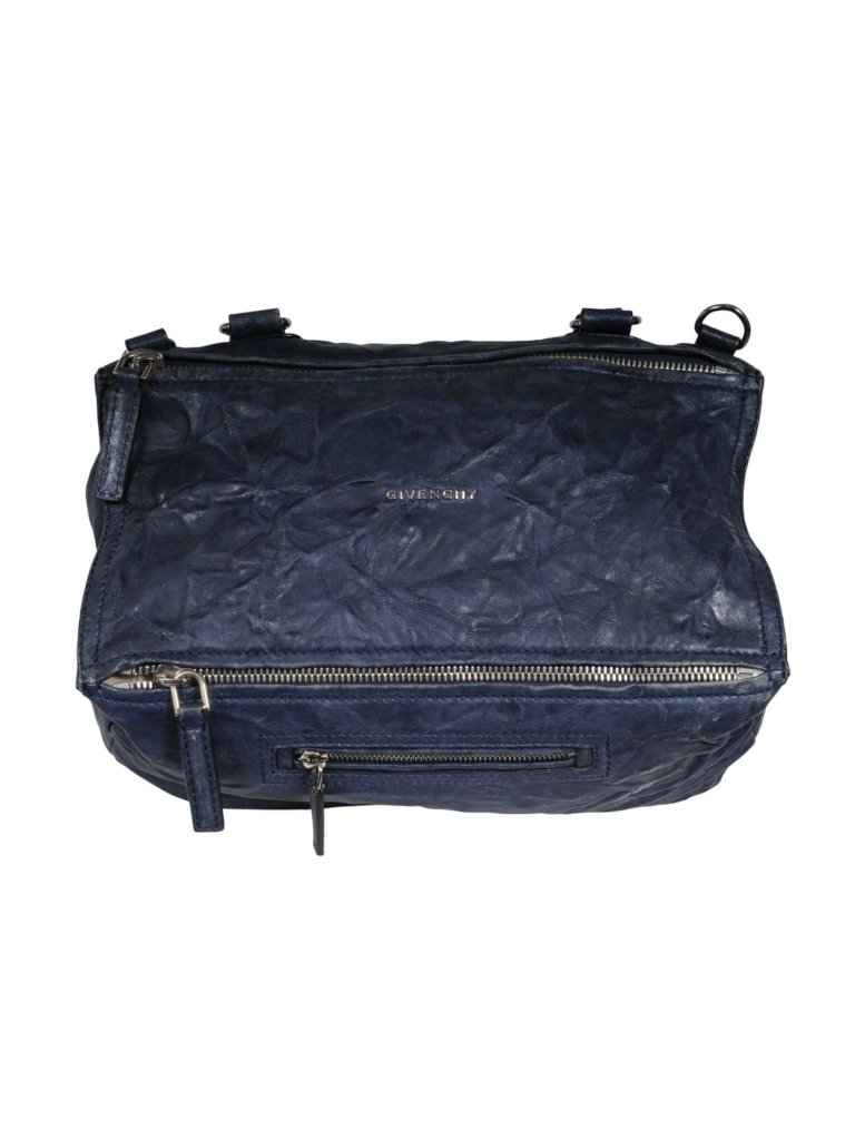 Givenchy Pandora Bag Aged Distressed Blue Leather Medium Crossbody Handle Strap